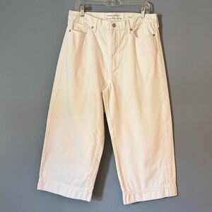 Banana Republic White Cropped Wide-Leg Jeans High Waisted Size 12/31